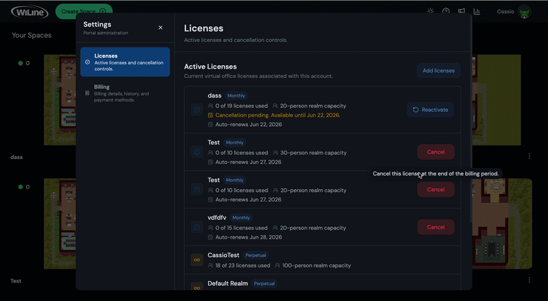 Reactivate license flow
